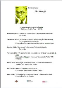 programa de atividades comemorativas deo centenário de Saramago